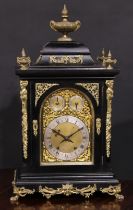 A large 18th century style gilt metal mounted ebonised bracket clock, by Winterhalder and