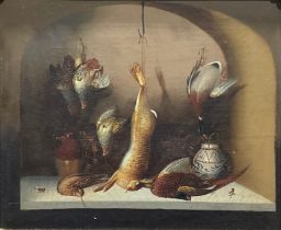 Continental School (late 19th century) Still Life of Game Birds and Rabbit oil on canvas, 23cm x