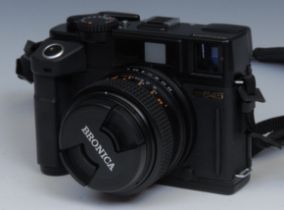 Photography: A Bronica RF 645 Medium Format Rangefinder camera, boxed; A Bronco Zenzanon-RF 65mm