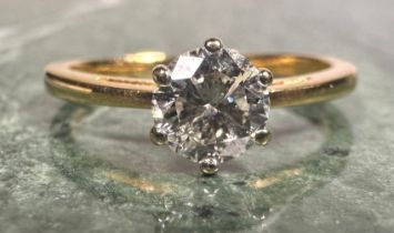 A certified diamond solitaire ring, round brilliant cut diamond, 0.60ct, colour I, Clarity I1,18ct