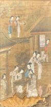 Chinese School (19th century) Ladies of the Court watercolour and gouache, 80cm x 38.5cm