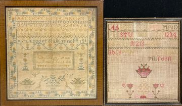 An early Victorian needlework alphabet sampler, by Charlotte Watson, Aged 9 Years, 1843, worked in