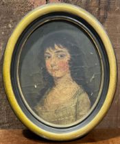 English School (18th century) Portrait of Miss Lucy Chamberlin oil on canvas, inscribed to verso,