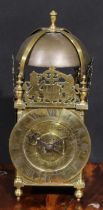 A Charles II and later brass lantern clock, 16cm circular dial, the dial plate inscribed Thomas