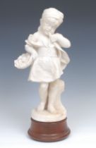 Italian School, 19th century, a Carrara marble, Gathering Blooms, 37cm high, wooden plinth