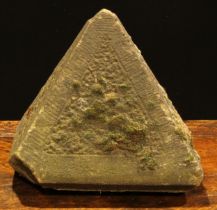 A 19th century sandstone pyramidal pier cap or finial, 30cm high, 33cm wide, 30cm deep