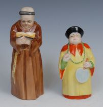 A Royal Worcester candle snuffer, Mandarin, with red and yellow robes, 9.5cm high, printed crown and