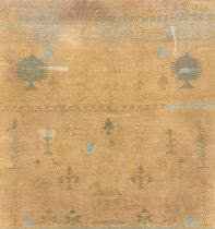 A George III needlework sampler, by Matilda Wilcockson, Aged 13, worked in coloured threads with