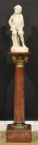 A 19th century gilt metal mounted rouge marble and scumbled Corinthian column statuary pedestal,
