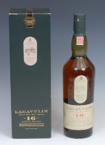 Whisky - Lagavulin Single Islay Malt Whisky, Aged 16 Years, 43% vol, 70cl, level to base of neck,