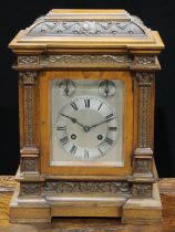 A 19th century walnut bracket clock, 13.5cm silvered dial with Roman numerals, Chime/Silent and