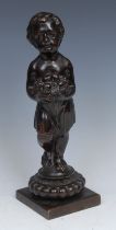 A 19th century French patinated bronze, of a child bearing fruit, emblematic of summer, standing