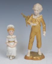 Royal Worcester figure, after James Hadley, of a girl, on a chair, she with hands on her knee, in