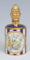 A Lynton Porcelain hand painted scent bottle, painted with musical curled horn and floral panel,