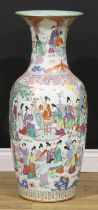 A Chinese famille rose ovoid floor vase, painted in the typical Cantonese manner with ladies of