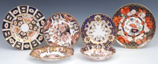 A Royal Crown Derby 3696 Imari pattern shaped octagonal dish, 24cm wide, c.1892; other Royal Crown