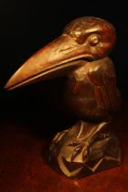 Nutcrackers - a large Continental table top lever-action nutcracker, carved as a pelican, 29.5cm