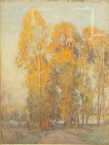 de Breanski (19th century) Autumn Trees, signed, watercolour, 60cm x 45.5cm