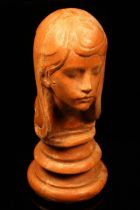 Alfred Lyndhurst Pocock (1882 - 1962), a terracotta bust, a young girl with long flowing hair,