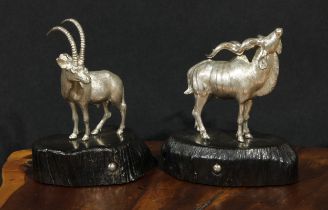 Patrick Mavros - a pair of silver sculptures, of African animals, kudu bull and sable bull,