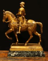 After Andrea del Verrocchio, a gilt patinated bronze, Equestrian statue of Bartolomeo Colleoni,