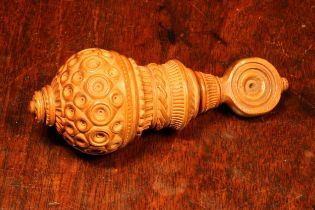 Nutcrackers - a 19th century boxwood screw-action nut cracker, heart shaped aperture, drilled and