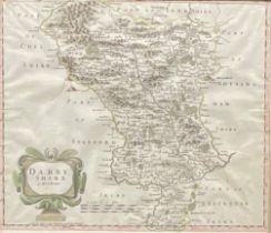 Robert Morden (1650 - 1703), an engraved and coloured two-page map, Darbyshire (sic) [Derbyshire],