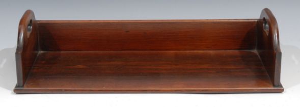 A George IV rosewood book carrier, three quarter gallery, pierced carrying handles, 46cm wide, c.