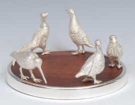 Country Pursuits and Hunting - a silver plated novelty wine coaster, as a procession of game
