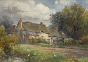 Frank Gresley (1855 - 1936) Cottage Garden signed, dated 1905, watercolour, 18cm x 26.5cm