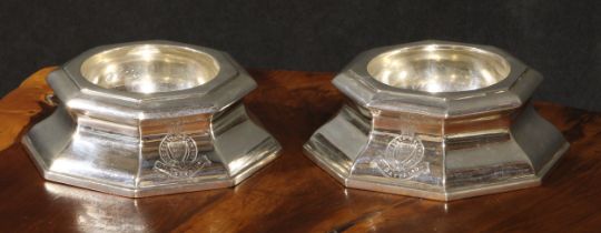 Military Interest - a pair of Victorian regimental silver octagonal trencher salts, of George I