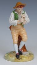 A Royal Worcester figure, of Strephon, modelled by James Hadley, decorated in polychrome, 15cm high,