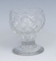 An early George III bonnet glass, honeycomb moulded ogee bowl, 7cm high, c.1760