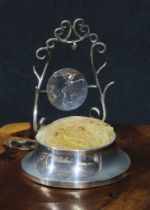 A late Victorian silver combination pocket watch stand, ring tree and pin cushion, spreading