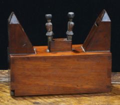 Folk Art - a 19th century mahogany and softwood automaton money box, each coin holder carved as a