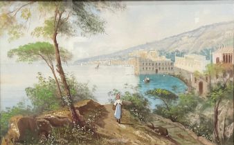 M. Gianni (Italian, early 20th century) The Bay of Naples signed, gouache, 30.5cm x 48.5cm