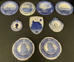 A pair of Royal Copenhagen commemorative plaques, KAF Artbatl Kystartrgmt 1867 - 1917, 20cm