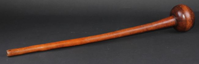 Tribal Art - a Zulu knobkerrie, large domed head, 61cm long, South Africa, c.1900