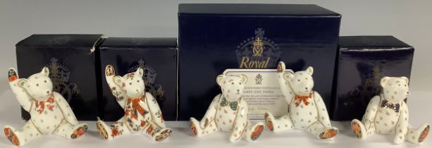 A pair of Royal Crown Derby miniature bears, James and Emma, produced exclusively for Royal