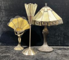 An Art Deco style table lamp, "Venus2", moulded nude female support, fan shaped opaque glass