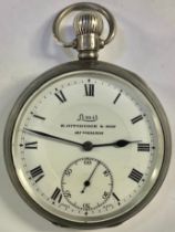 A silver top wind pocket watch, Birmingham 1923