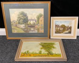 John Heathcote Hunt Church Lane signed, oil on copper; E A Hickling, Shardlow, signed,