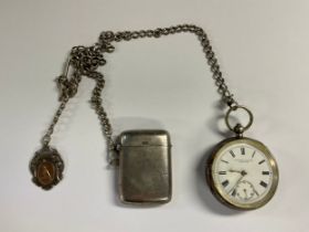 A Victorian silver open face pocket watch, Fattorini & Sons, white enamel dial, Roman numerals,