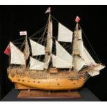 A wooden model, Captain Cook's ship, Endeavour