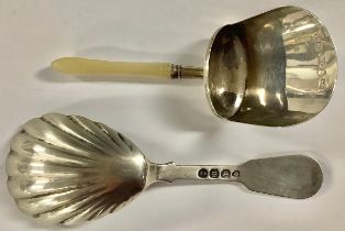 Two silver caddy spoons