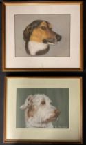 E Palmer A pair, Portraits of Dogs signed, pastels (2)
