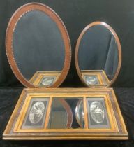 A late Victorian rectangular hardwood, gesso and scumbled overmantel chimney glass, rectangular