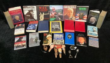 A collection of Sir Winston churchill reference books inc WSC A Cartoon Biography etc; Novelty