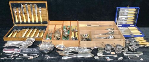 An EPNS Elkington part set of flatware, trefid terminals; other EPNS flatware, Kings pattern, etc; a