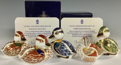 A Royal Crown Derby paperweight, Bakewell Duckling, gold stopper, signed by Hugh Gibson,